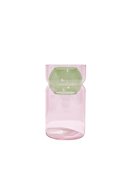 balance vase - pink + green