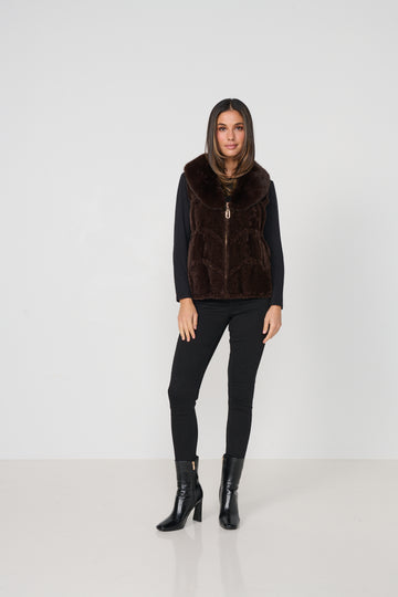 faux fur collar vest