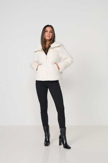 reversible biker jacket with faux fur