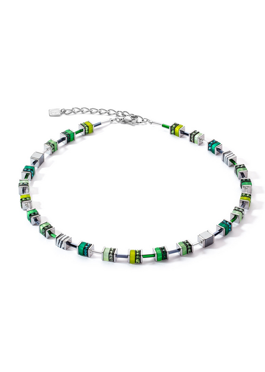 GEOCUBE FRESH GREEN & STAINLESS STEEL NECKLACE