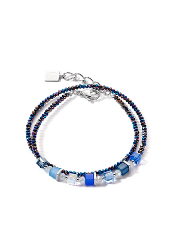 JOYFUL COLOURS WRAP BRACELET SILVER BLUE