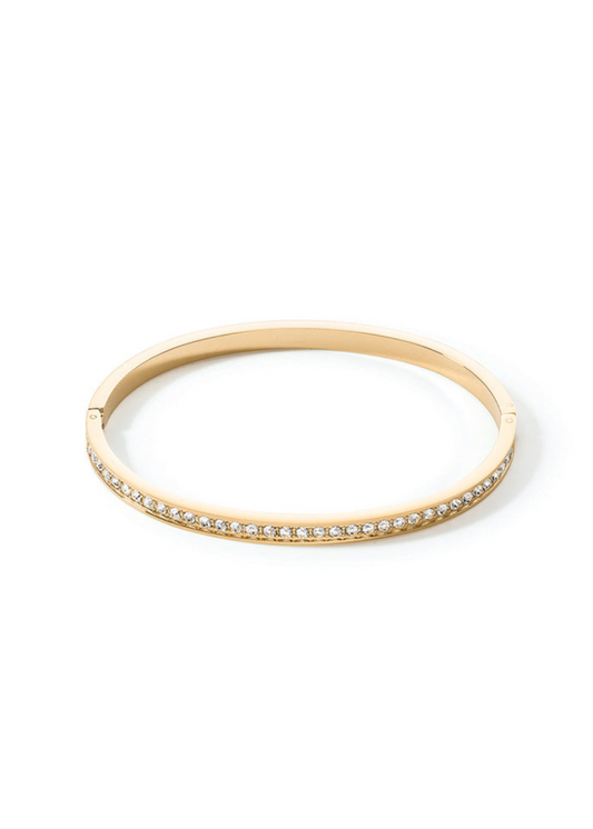 WHITE CRYSTAL BANGLE GOLD PLATED STAINLESS STEEL