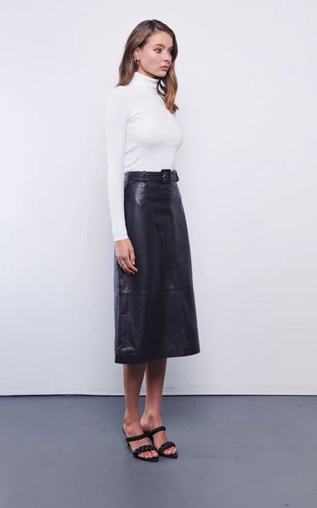 business leather plane skirt - black