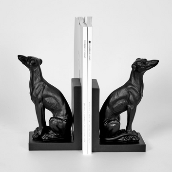 lino dog bookends - black