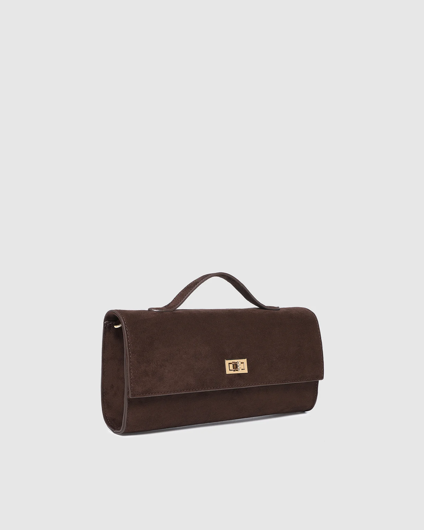 louenhide - delaney suedette clutch - chocolate - Haus of Alma