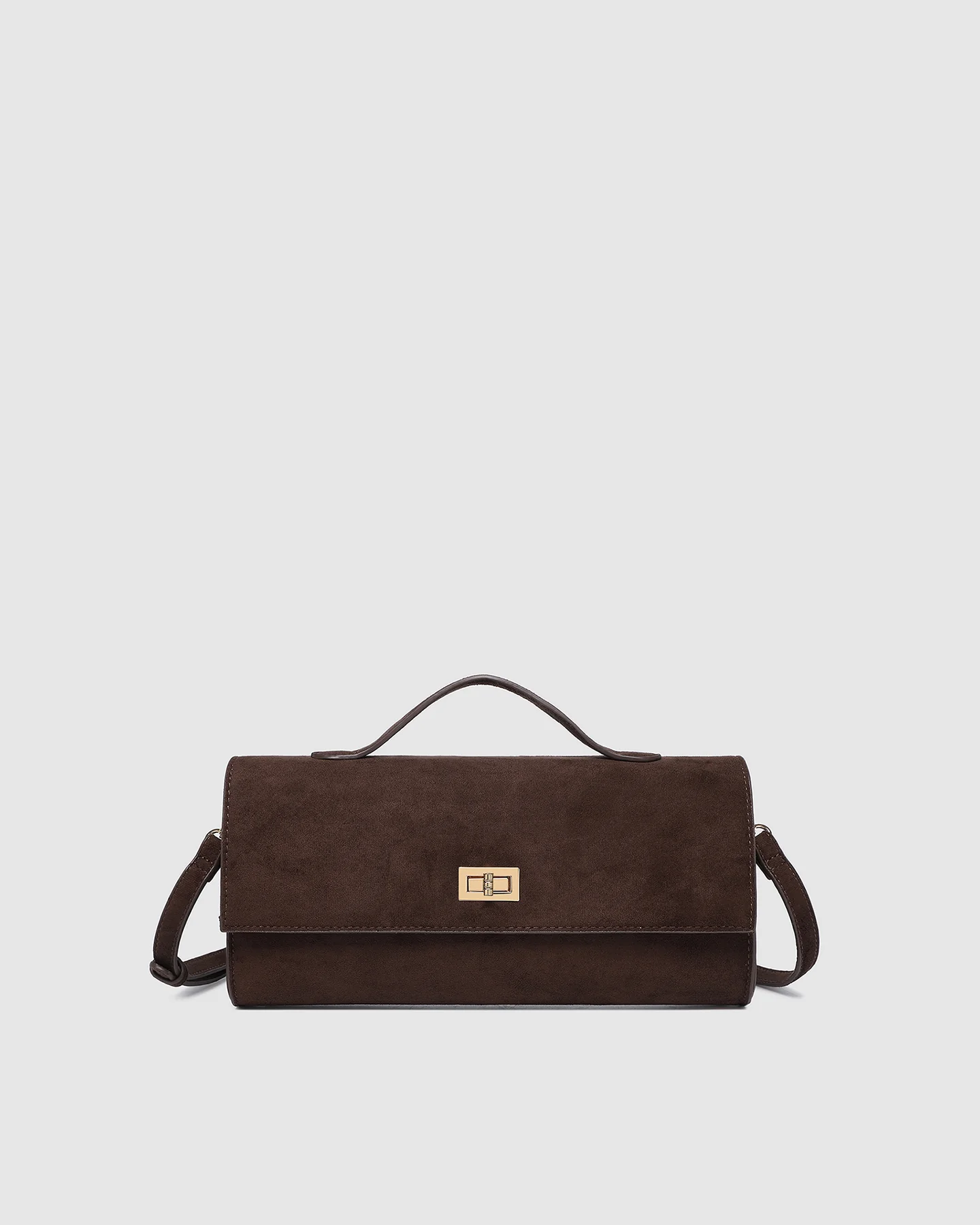 louenhide - delaney suedette clutch - chocolate - Haus of Alma