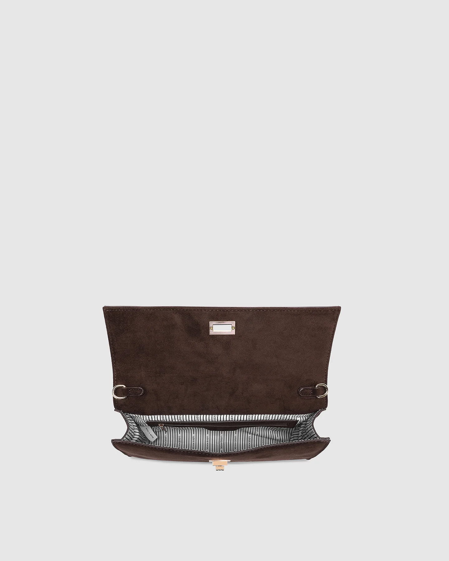 louenhide - delaney suedette clutch - chocolate - Haus of Alma