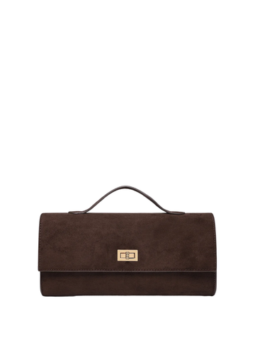 louenhide - delaney suedette clutch - chocolate - Haus of Alma