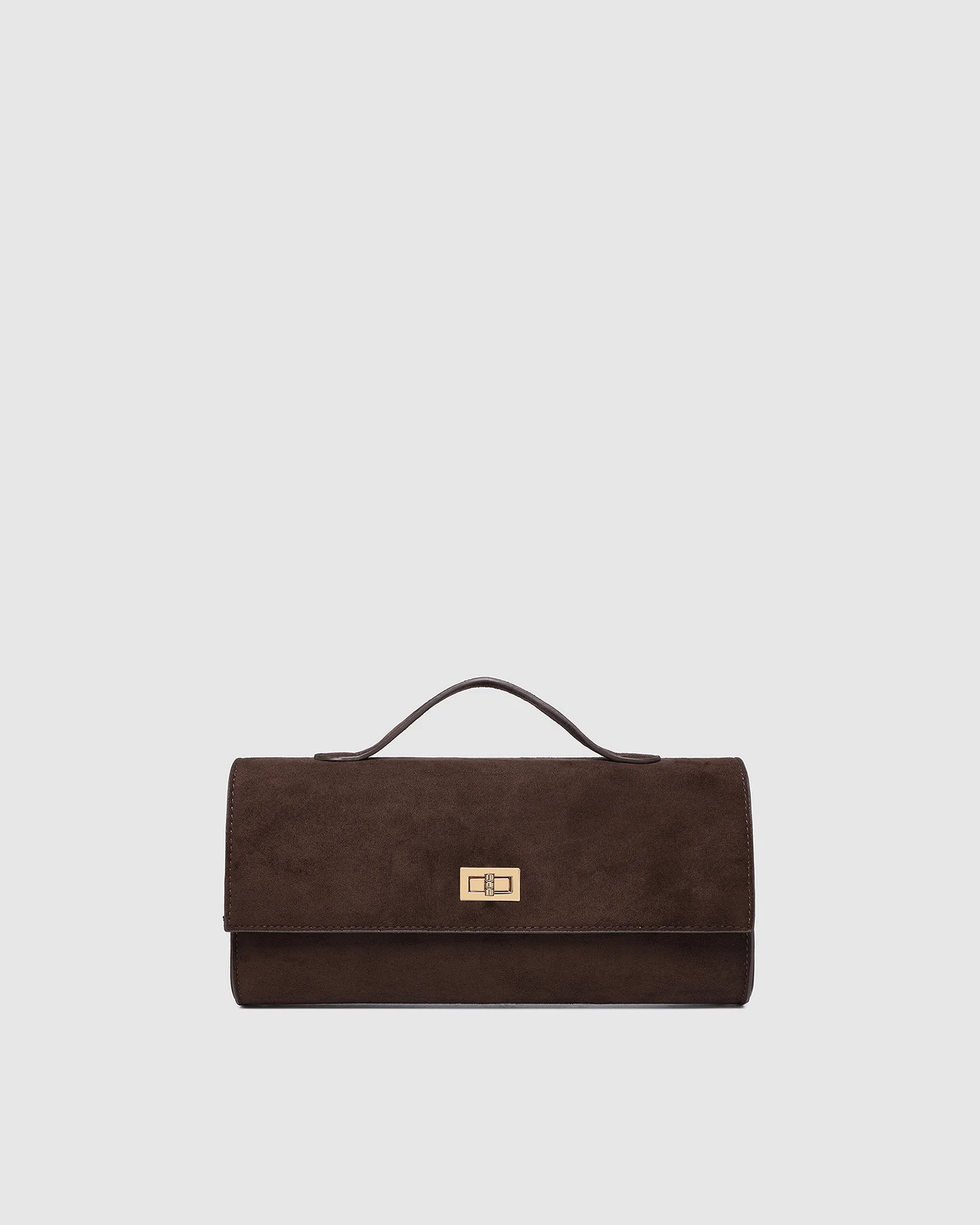 louenhide - delaney suedette clutch - chocolate - Haus of Alma