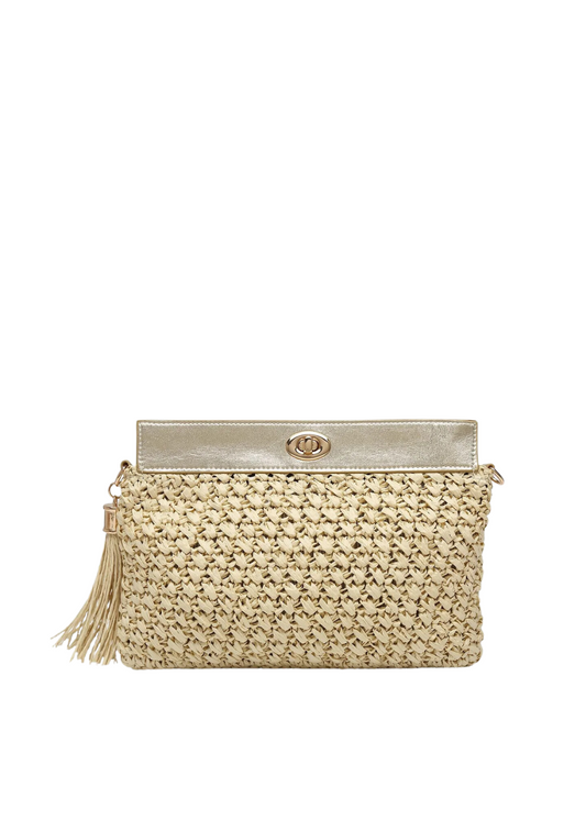 fern raffia clutch