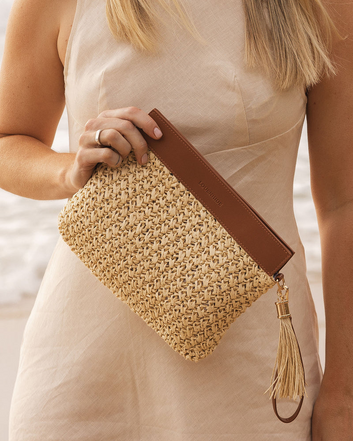 fern raffia clutch