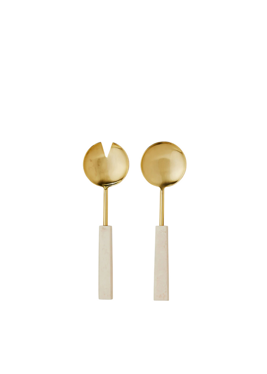 aries cream/gold salad server set