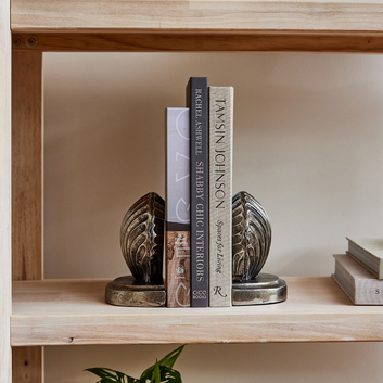 scallop shell silver bookend set