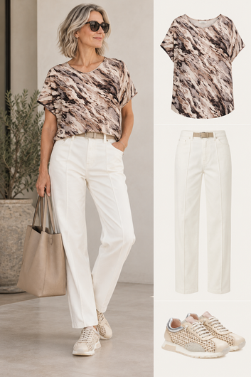 Neo Agate Print Silk Shell