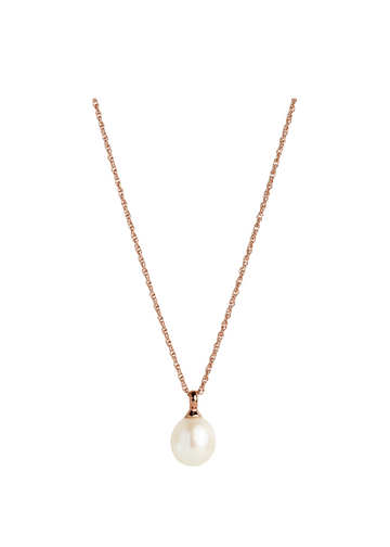 dew drop pearl necklace - rose gold