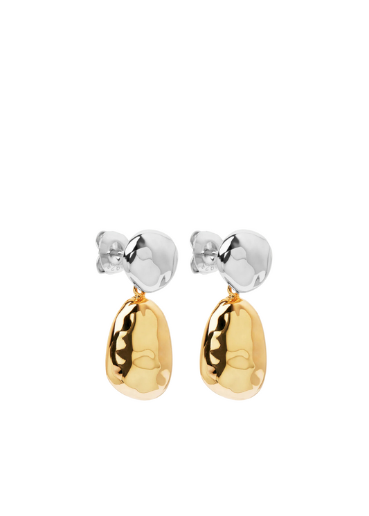 Double Pebblet Two-Tone Stud Earrings