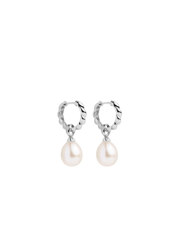 dew drop pearl earring - silver