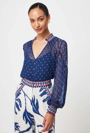 phoenix viscose chiffon blouse - lapis spot