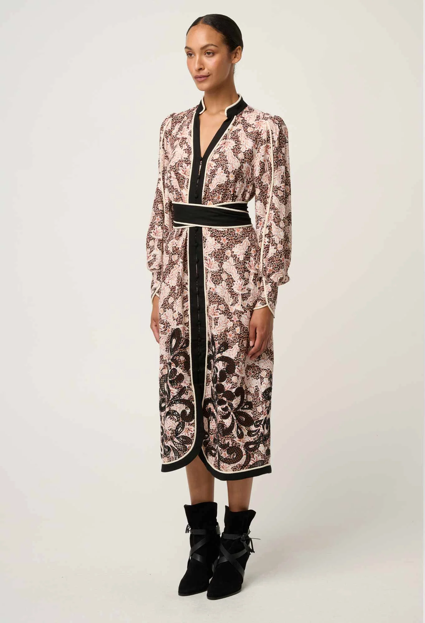 once was - camille viscose linen embroidered dress - Haus of Alma