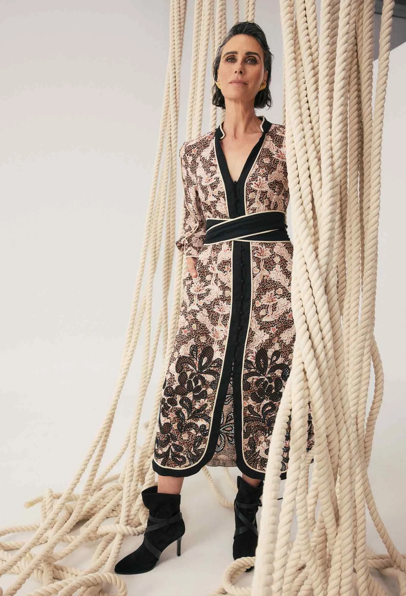 once was - camille viscose linen embroidered dress - Haus of Alma