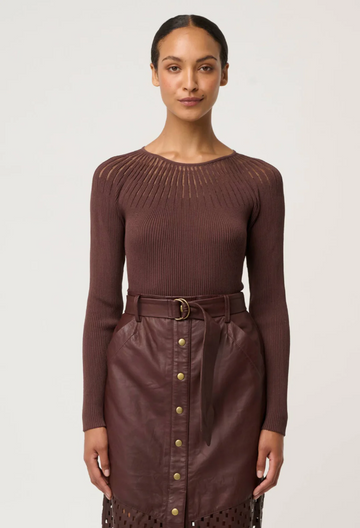 rhiannon sheer neckline knit top