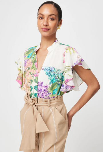 tierra waterfall sleeve top - wisteria alba