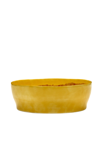 salad bowl yellow with red stripes
