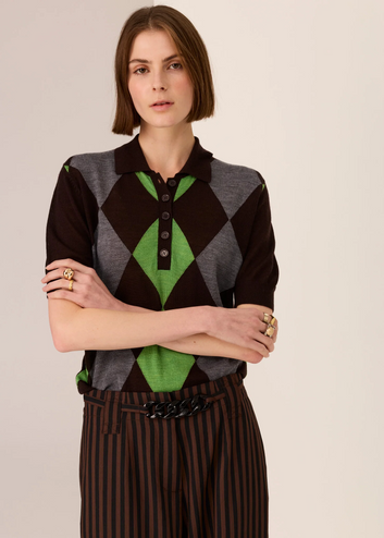 meira argyle knit tee