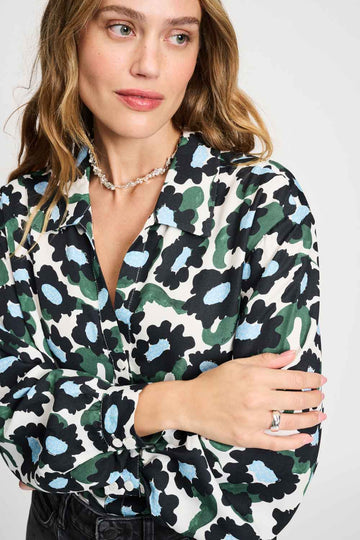 violet wild flowers blouse