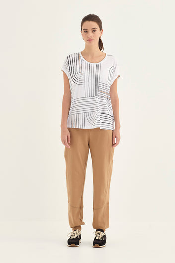 Verge Coastal Top in White styled with Honour Pant, Caramel - Haus of Alma