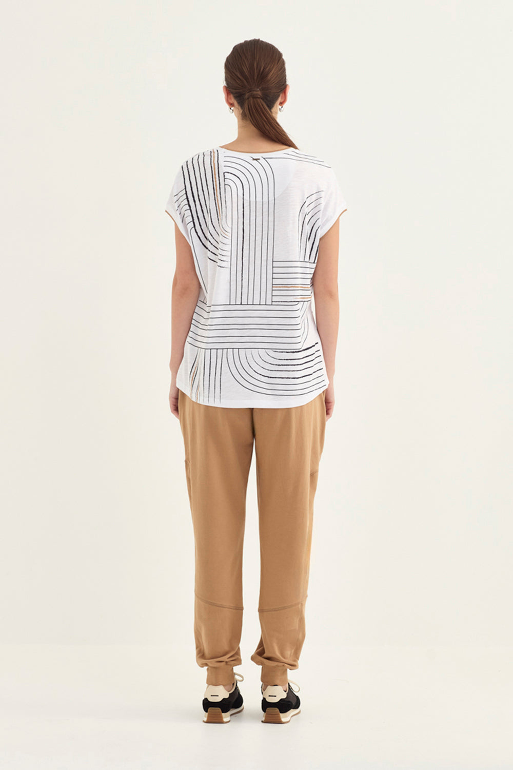 Verge Coastal Top in White styled with Honour Pant, Caramel - Haus of Alma