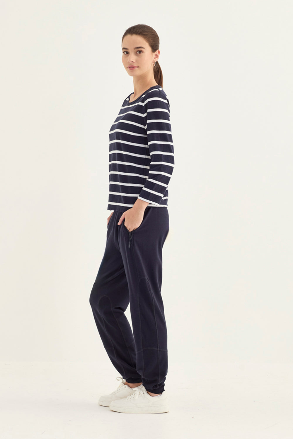 Verge Spencer Top in Ink styled with Award Pant, Ink - Haus of Alma