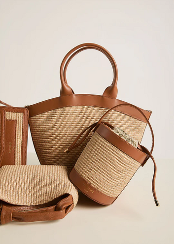 lee tan raffia basket bag