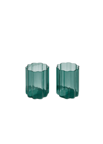 wave glass set - teal