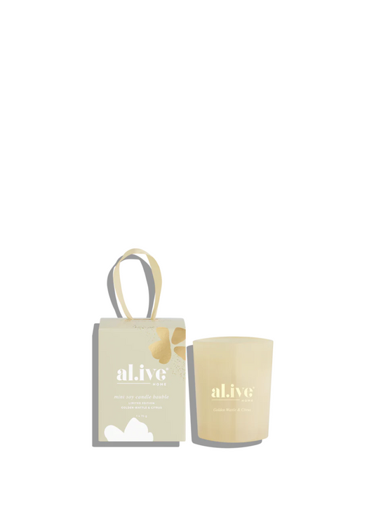 mini soy candle bauble - golden wattle & citrus