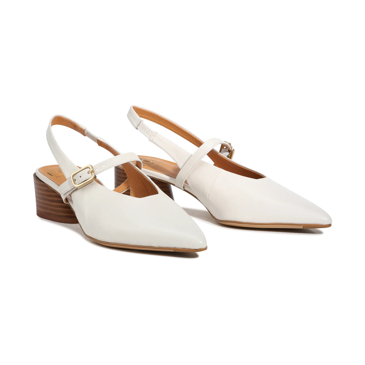 EOS Hattis slingback heels in Bone leather - pair
