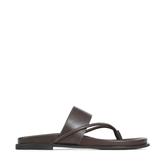 EOS Nalea leather thong slide in Chestnut - side profile