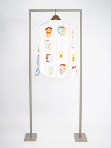 Herzens silk blouse in Bonbon Multi, back view – Haus of Alma