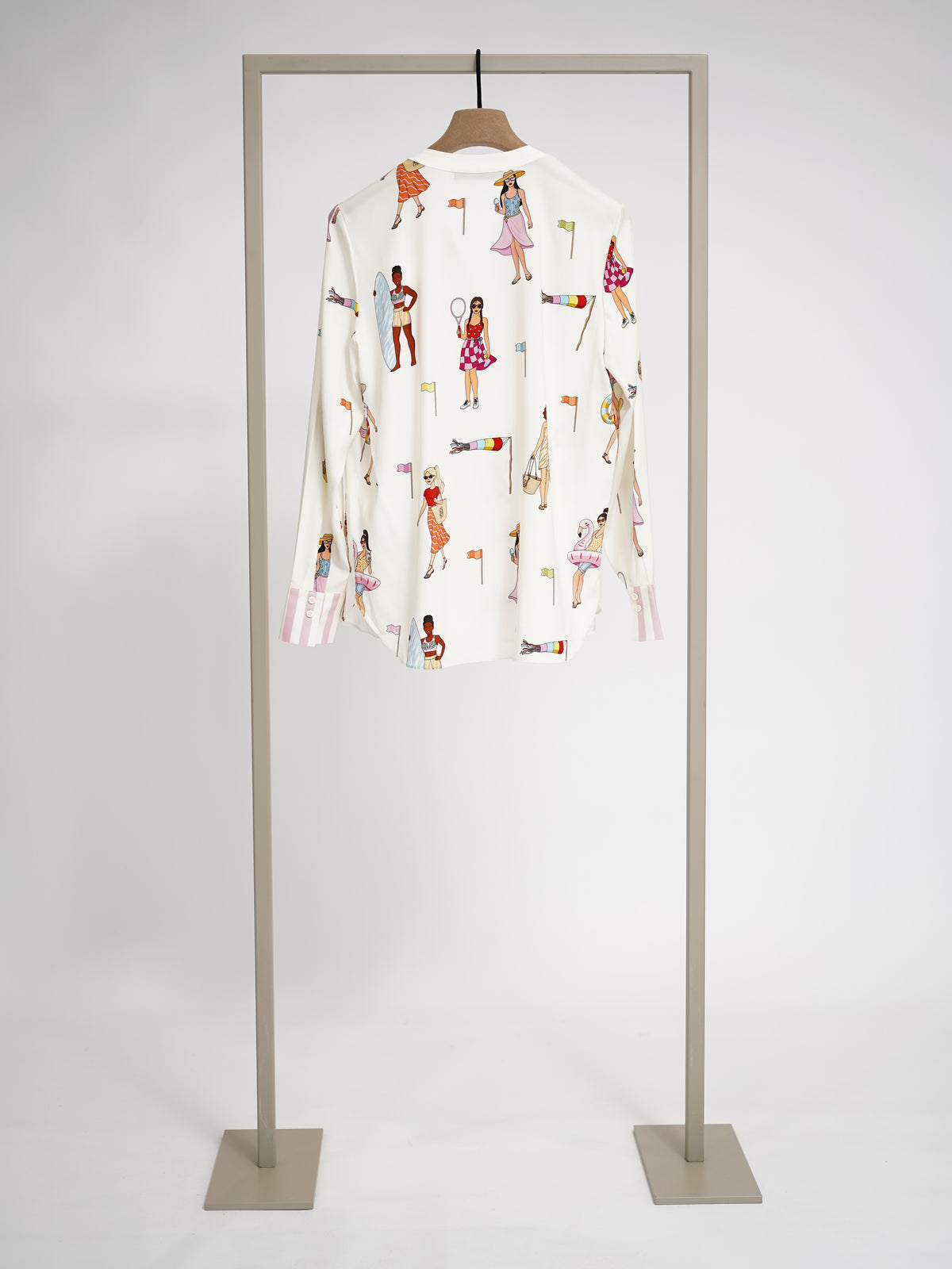 Herzens silk blouse in Light Creamy Multi, back view – Haus of Alma