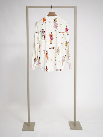Herzens silk blouse in Light Creamy Multi, back view – Haus of Alma