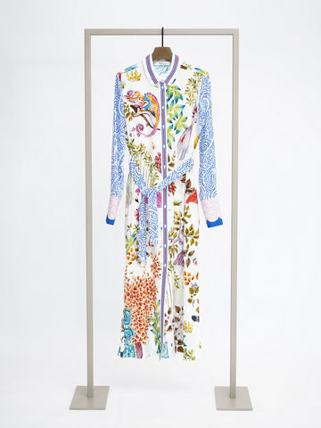 Herzens silk dress in Super Multi print, front view – Haus of Alma