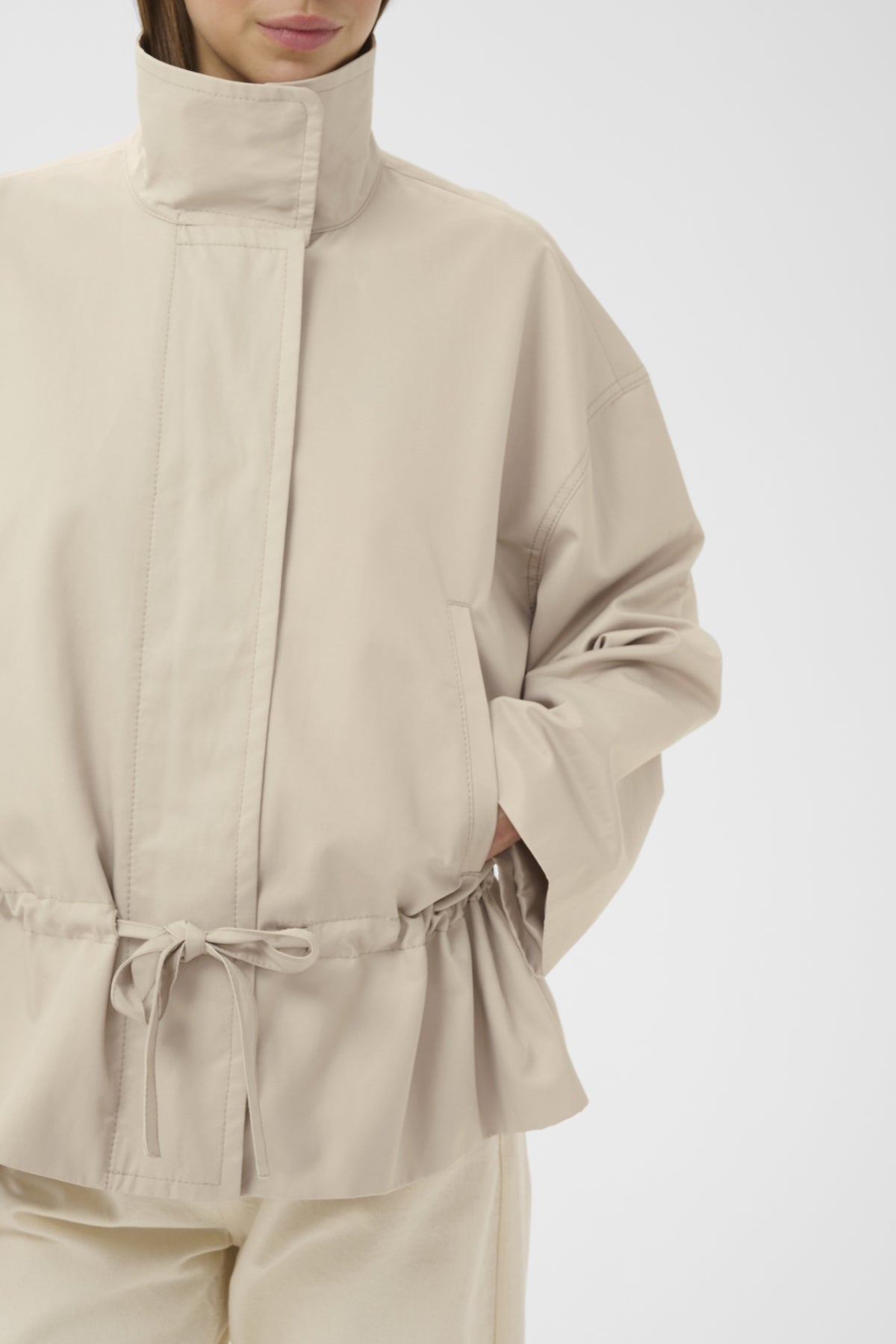 Haus of Alma InWear Gracelynniw Jacket in Chateau Gray - drawstring-waist zip jacket, view 01