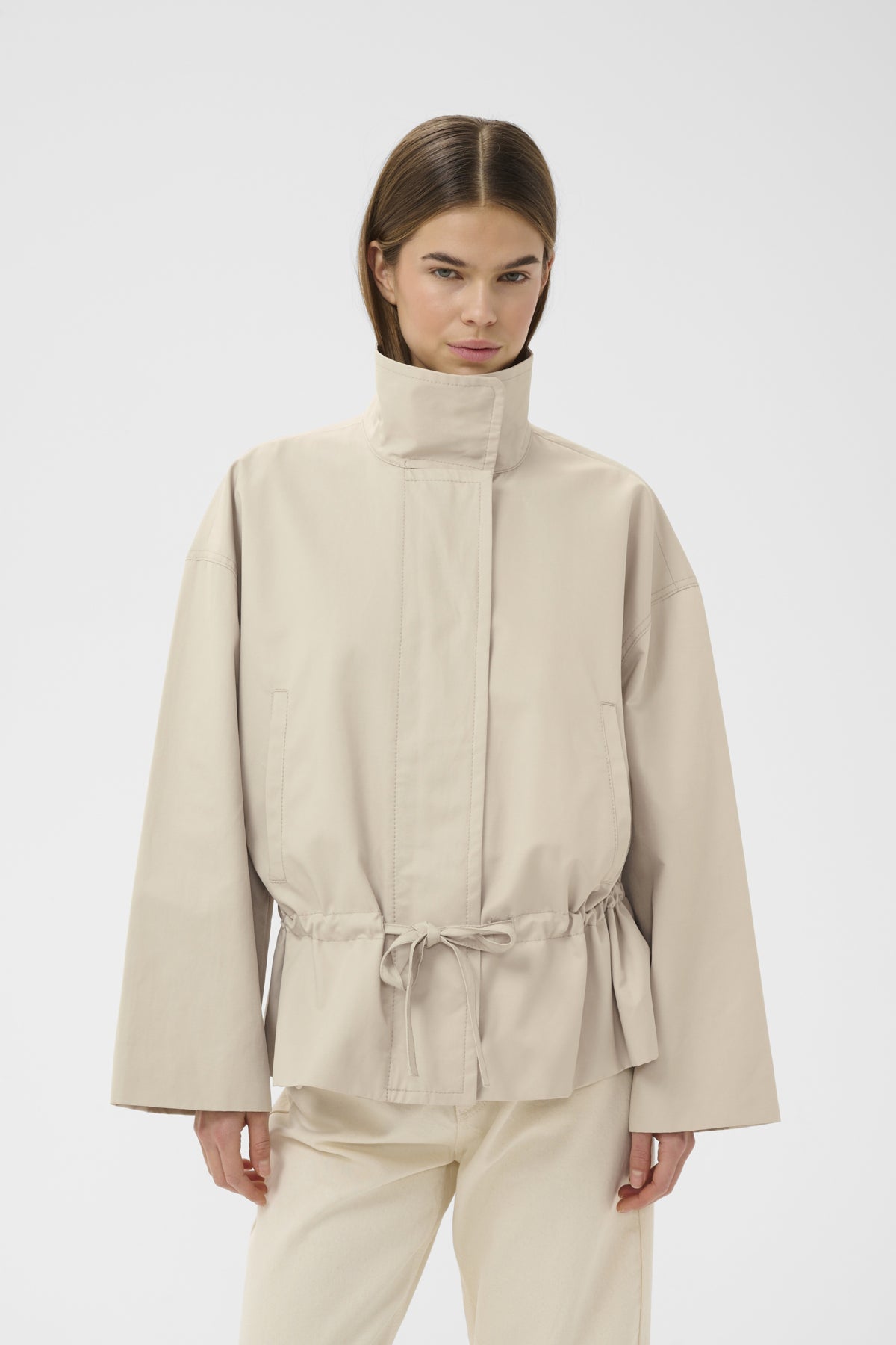 Haus of Alma InWear Gracelynniw Jacket in Chateau Gray - drawstring-waist zip jacket, view 06