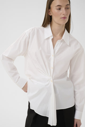 Haus of Alma InWear Leloiw Dallas Pleated Shirt in Pure White, view 03