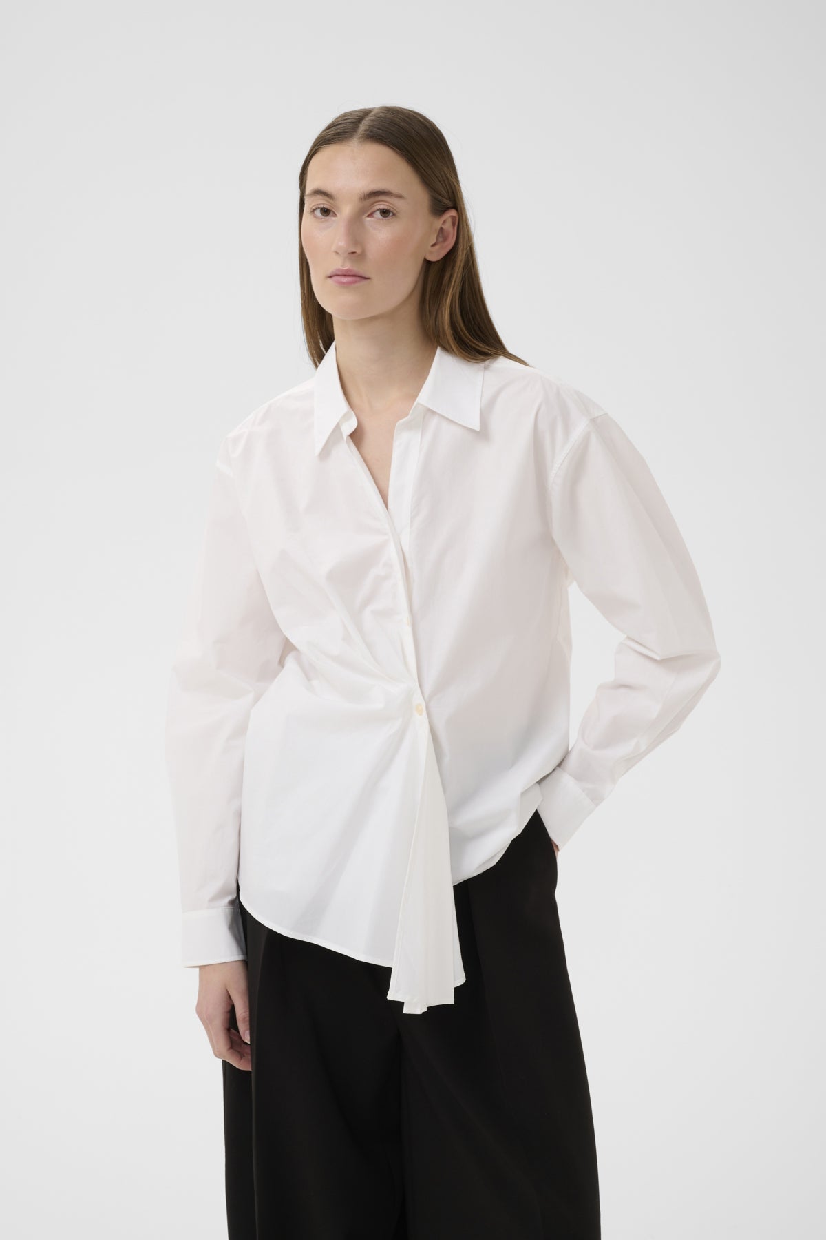 Haus of Alma InWear Leloiw Dallas Pleated Shirt in Pure White, view 05