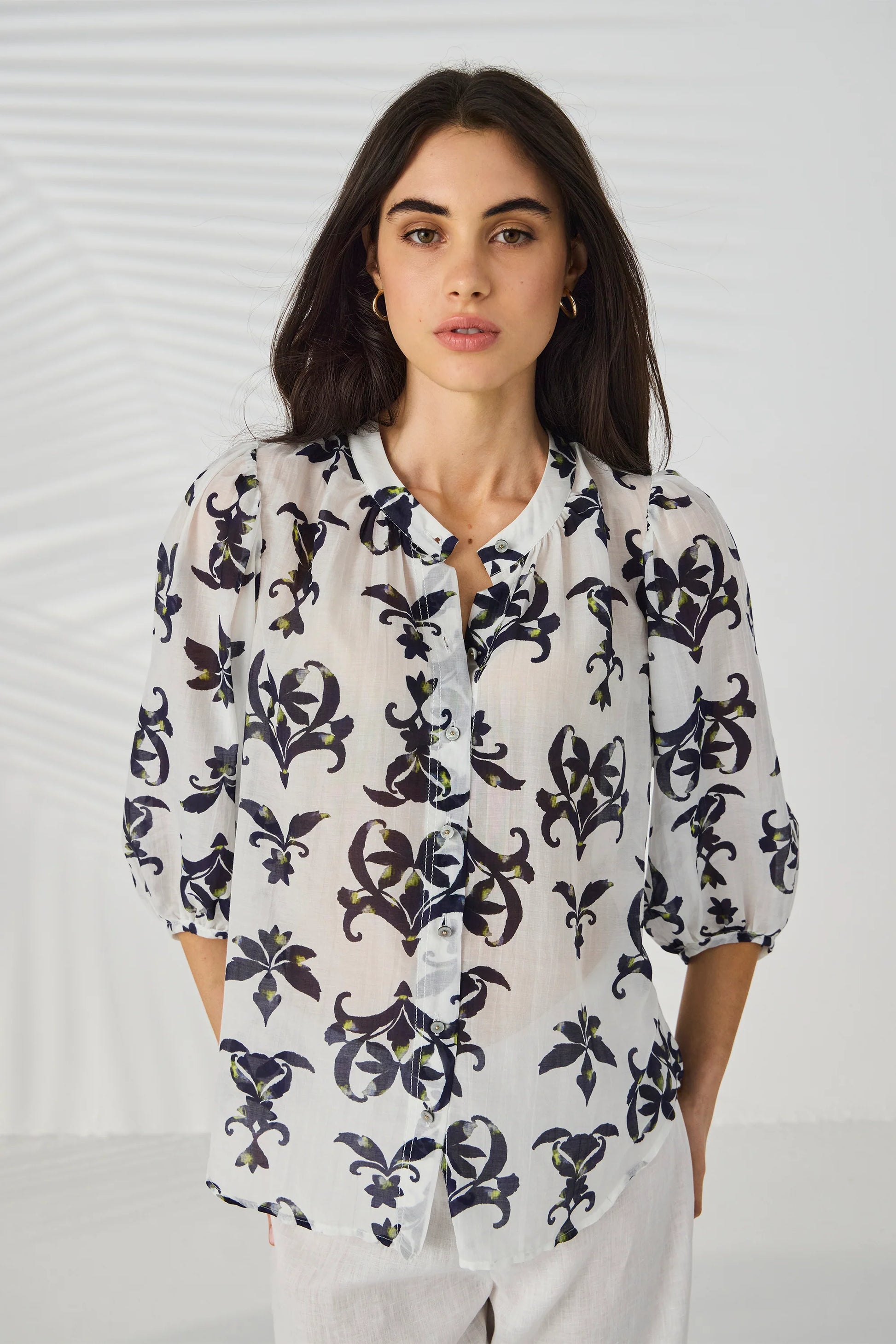 Lania Montage Shirt in Off White - front (close-up)