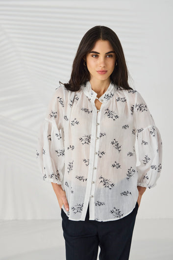Lania Twig Shirt in Off White - front (close-up)