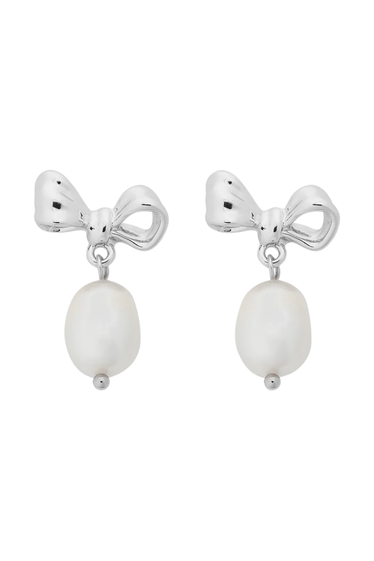 alice silver bow earring