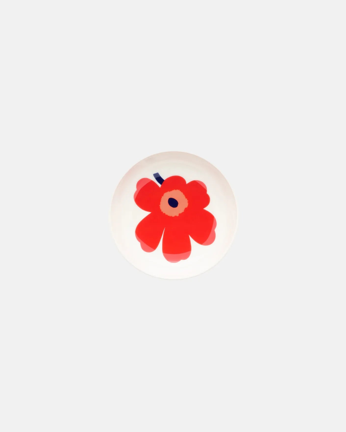 Marimekko Unikko Oiva deep dish, 13cm, white stoneware with red poppy print