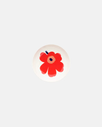 Marimekko Unikko Oiva deep dish, 13cm, white stoneware with red poppy print